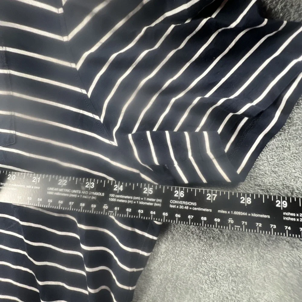 POLO Ralph Lauren Men's Classic Fit Interlock Navy Blue‎ White Stripe Shirt XXL
